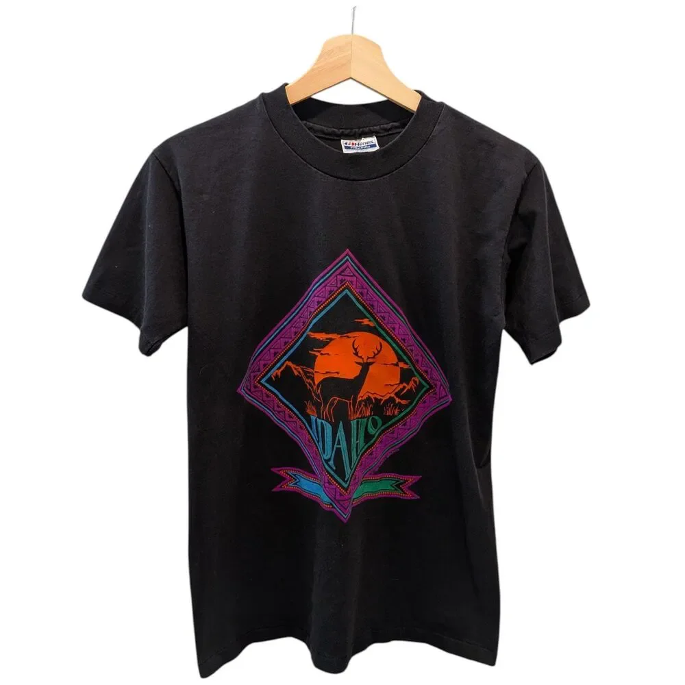 Vintage Idaho Elk Tee 90s Southwestern Graphic Single Stitch Wildlife Medium - Picture 1 of 7